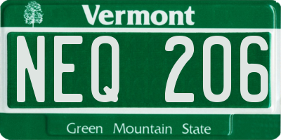 VT license plate NEQ206