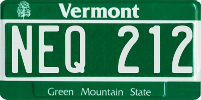 VT license plate NEQ212