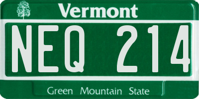 VT license plate NEQ214