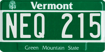 VT license plate NEQ215