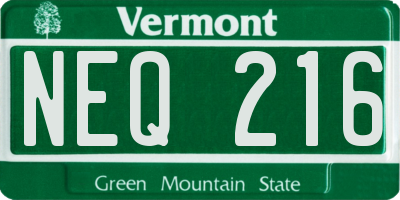 VT license plate NEQ216