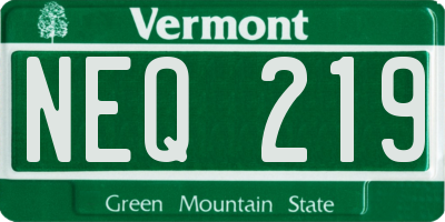 VT license plate NEQ219