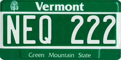 VT license plate NEQ222