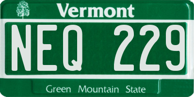VT license plate NEQ229