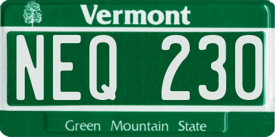 VT license plate NEQ230