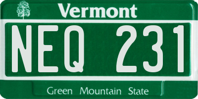 VT license plate NEQ231