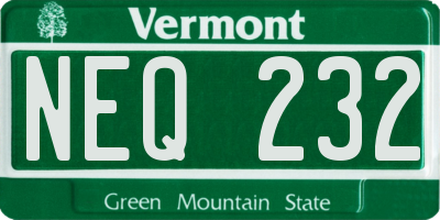 VT license plate NEQ232