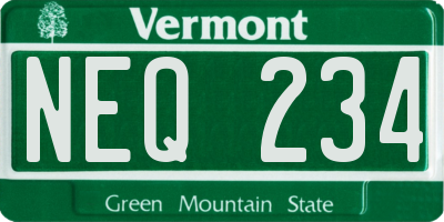 VT license plate NEQ234