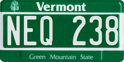 VT license plate NEQ238