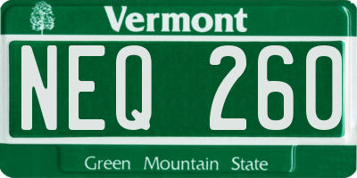 VT license plate NEQ260
