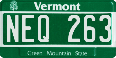 VT license plate NEQ263