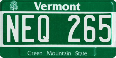 VT license plate NEQ265