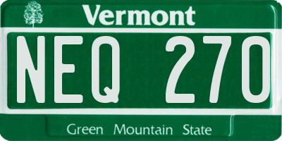 VT license plate NEQ270