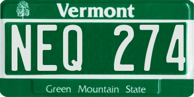 VT license plate NEQ274