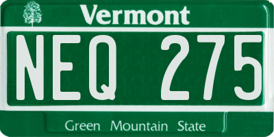 VT license plate NEQ275