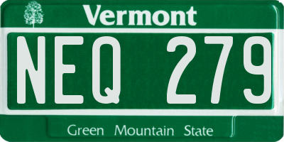 VT license plate NEQ279