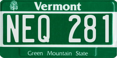 VT license plate NEQ281