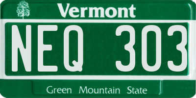 VT license plate NEQ303
