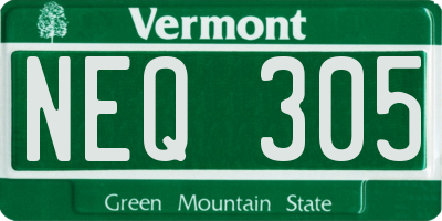 VT license plate NEQ305