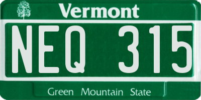 VT license plate NEQ315