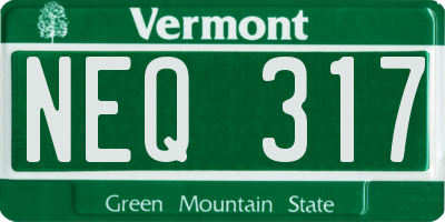 VT license plate NEQ317