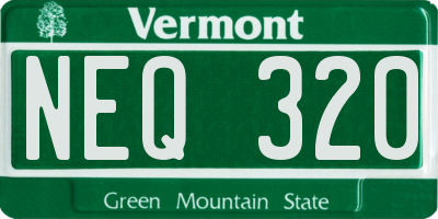 VT license plate NEQ320