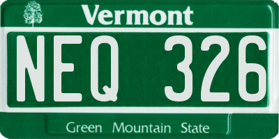 VT license plate NEQ326
