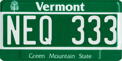 VT license plate NEQ333