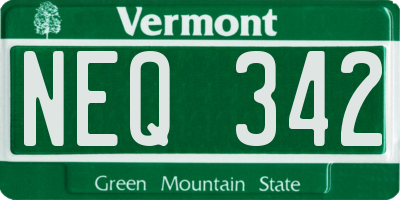 VT license plate NEQ342