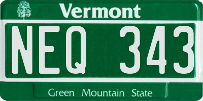 VT license plate NEQ343