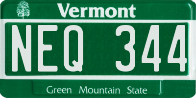 VT license plate NEQ344