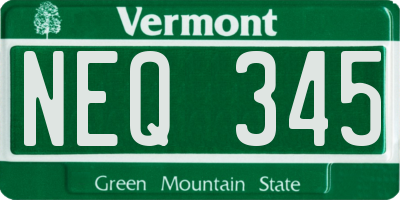 VT license plate NEQ345
