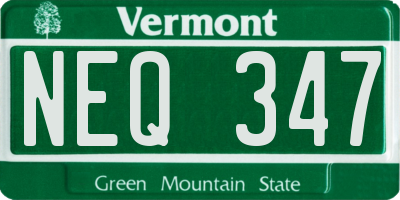 VT license plate NEQ347