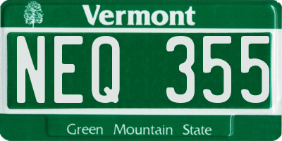 VT license plate NEQ355