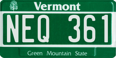 VT license plate NEQ361