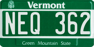 VT license plate NEQ362