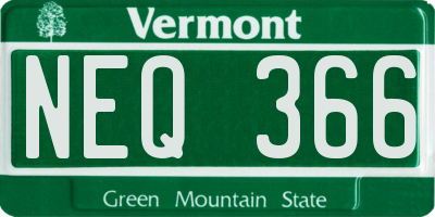 VT license plate NEQ366