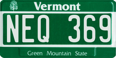 VT license plate NEQ369
