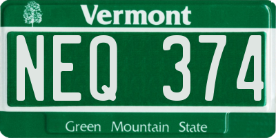 VT license plate NEQ374