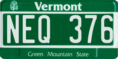 VT license plate NEQ376