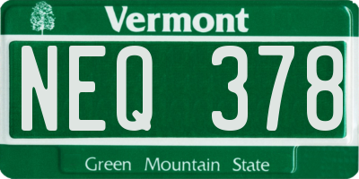 VT license plate NEQ378