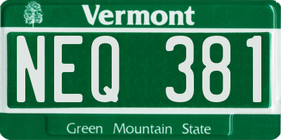 VT license plate NEQ381