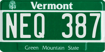 VT license plate NEQ387