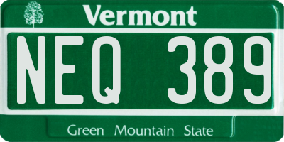VT license plate NEQ389