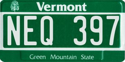VT license plate NEQ397