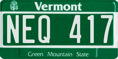 VT license plate NEQ417