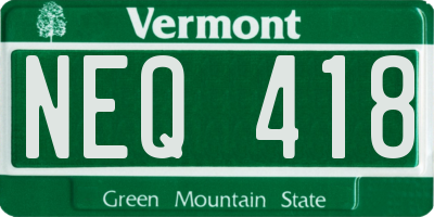 VT license plate NEQ418