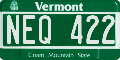 VT license plate NEQ422