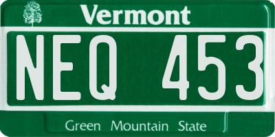VT license plate NEQ453
