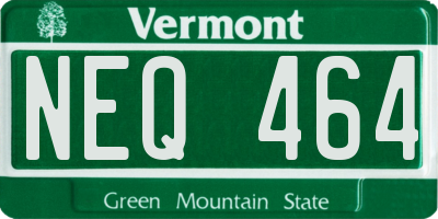 VT license plate NEQ464